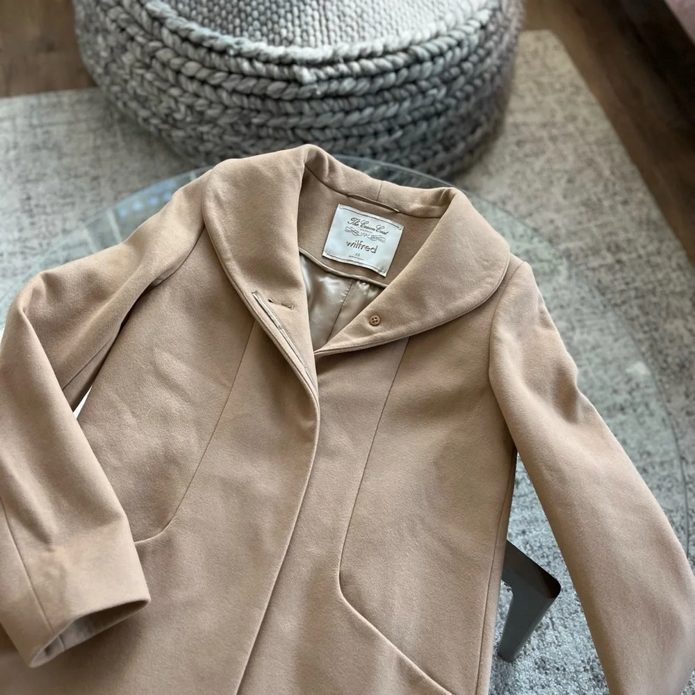 Aritzia Wilfred The Cocoon Long Camel New Elegant Wool Cashmere Coat Size XS - Picture 17 of 17